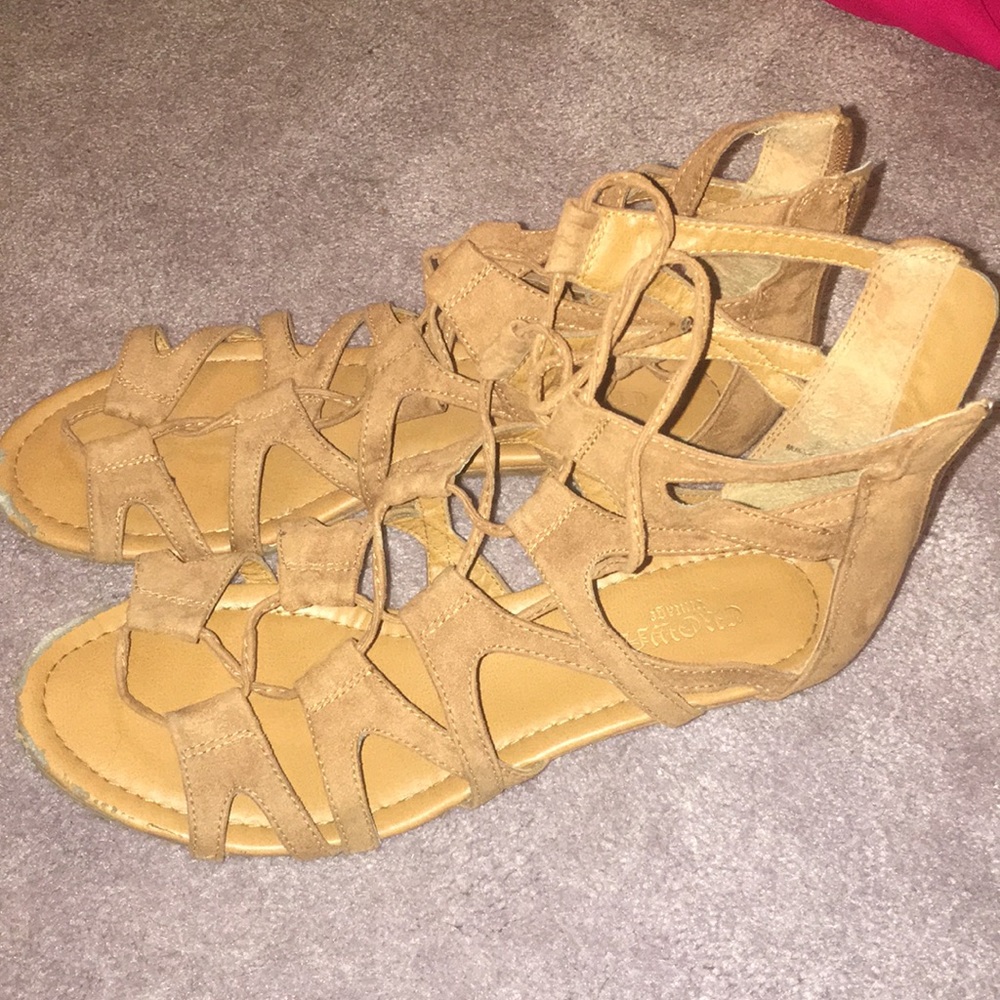 Gladiator straps brown sandals (above ankle)